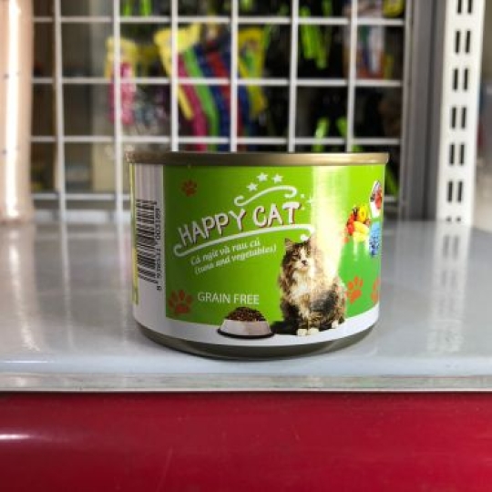 Pate mèo Happy Cat vị cá ngừ và rau củ lon 160gr