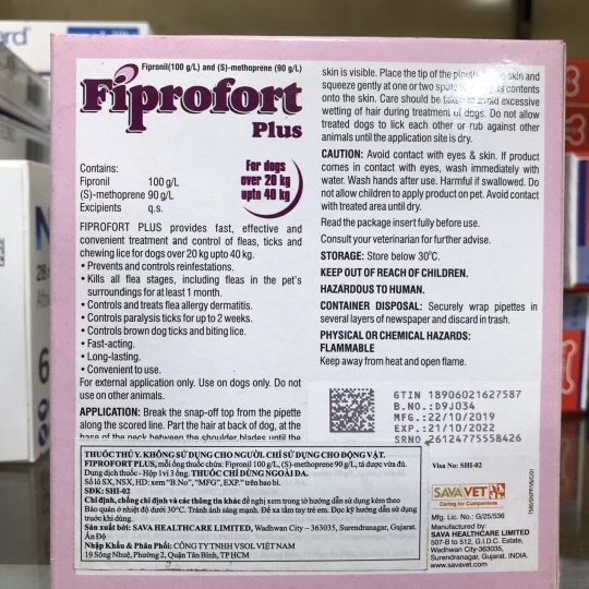 Diệt ve, bọ chét cho chó 20-40 kg - Fiprofort plus